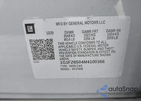 2021 Chevrolet Bolt Ev Fwd Premier из США, поврежденный, VIN 1G1FZ6S04M4100366